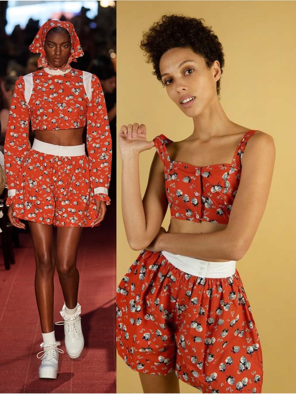 BATSHEVA Floral Cotton High Waisted Wide Leg Coquette Whimsical Cuffed Shorts 4